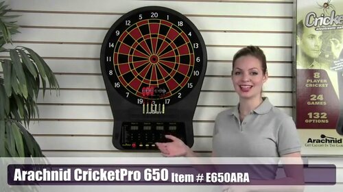 Arachnid Cricket Pro 650 Electronic Dart Board with Darts